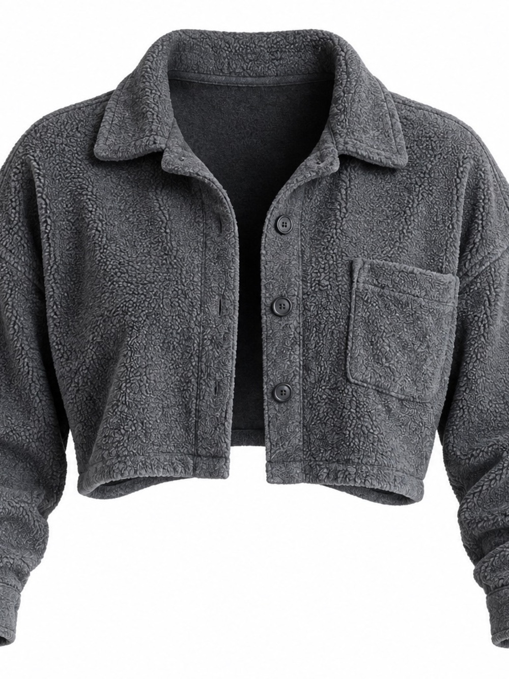 Grey Sherpa Cropped Jacket - Women Jackets & Coats